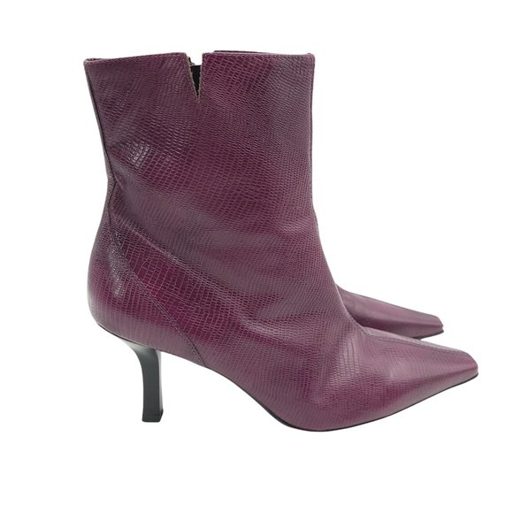 Gianni Bini Shoes - Gianni Bini Ankle Boots Womens Size 6 Purple Berry Faux Snakeskin Sie Zip Heels